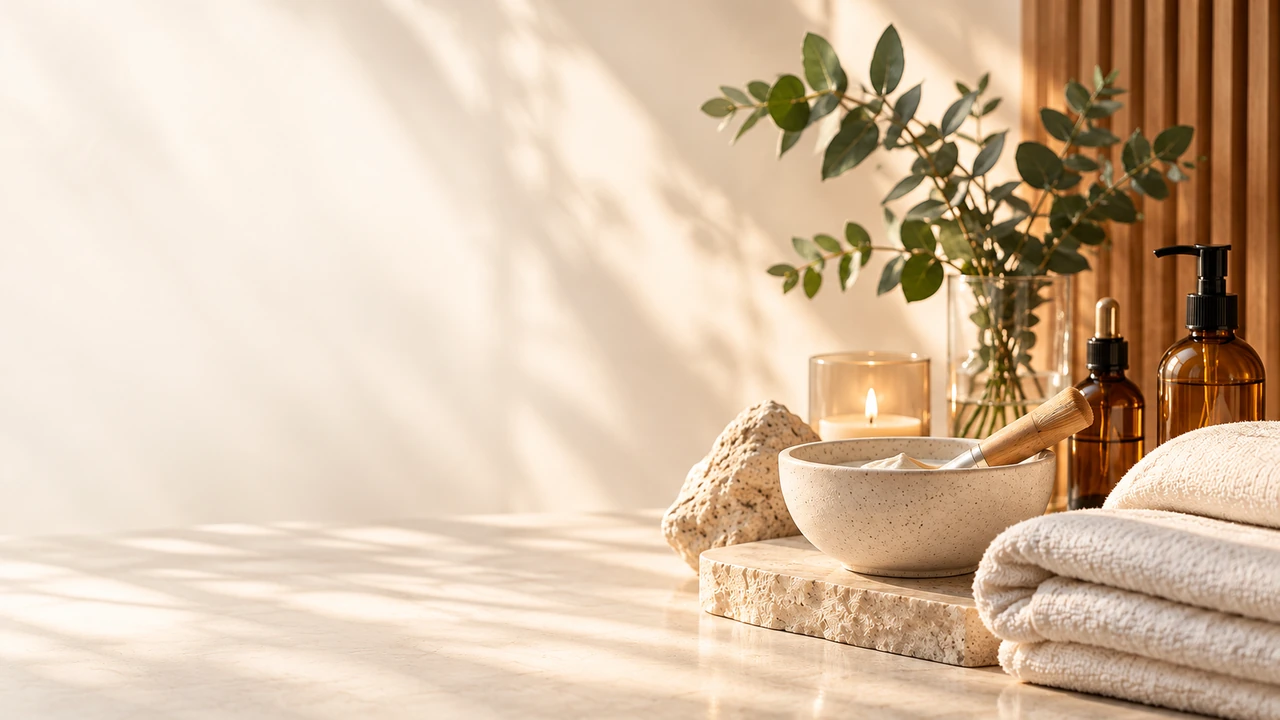 Composição de atmosfera com detalhes de spa, criada com IA